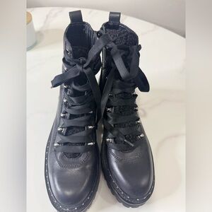 Steven Madden Black Lace-Up Combat Boots